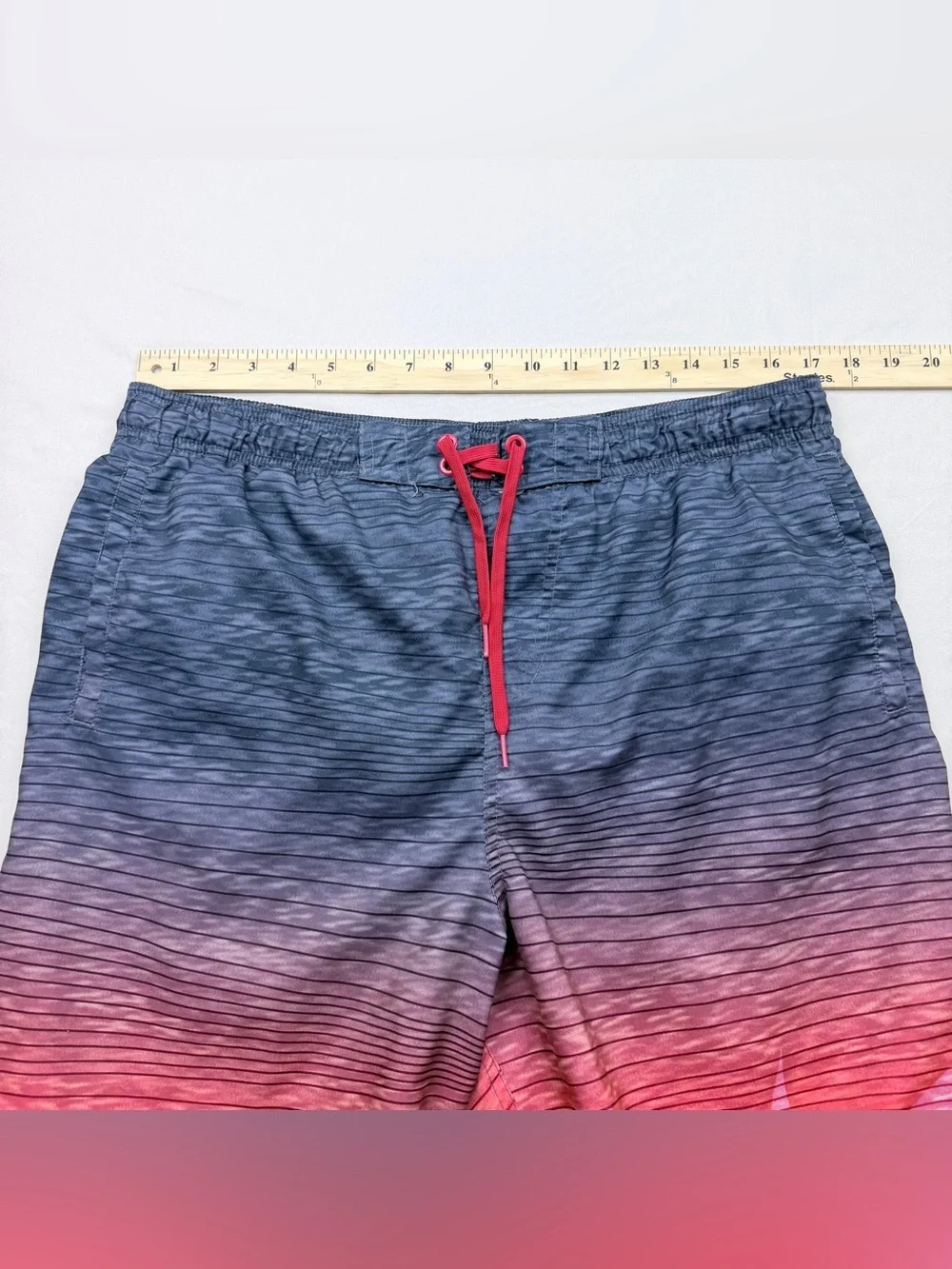 Nike Gradient Gray to Red Swim Trunks with Drawstring